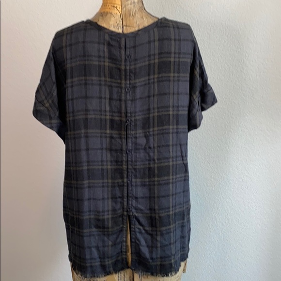 Anthropologie Cloth & Stone Plaid Button Back Top - Picture 5 of 6